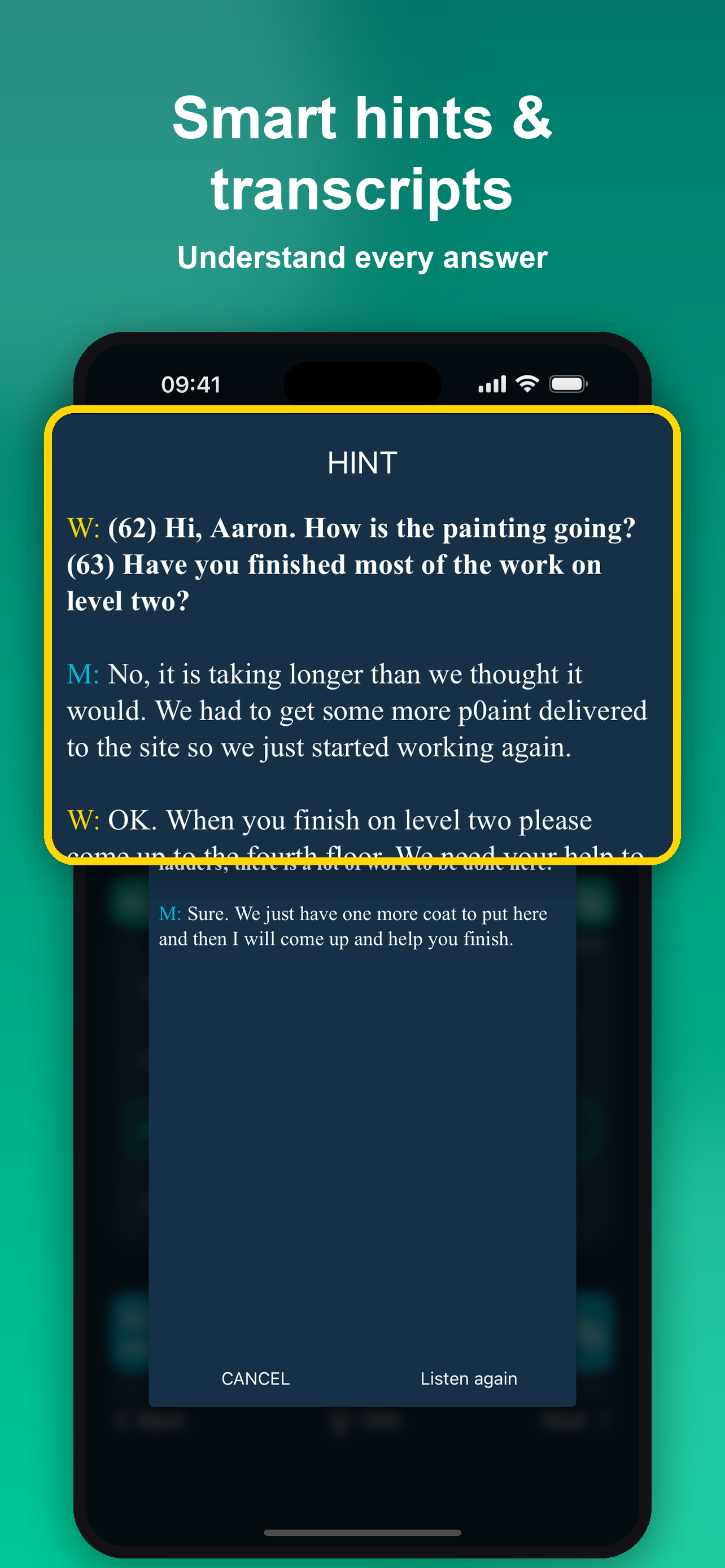 Smart hints and transcripts